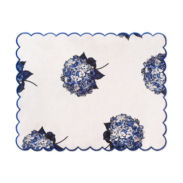 Blue Hydrangea Placemats with Scallop Edge