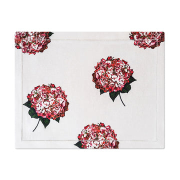Pink Hydrangea Placemats with Hemstitch Border